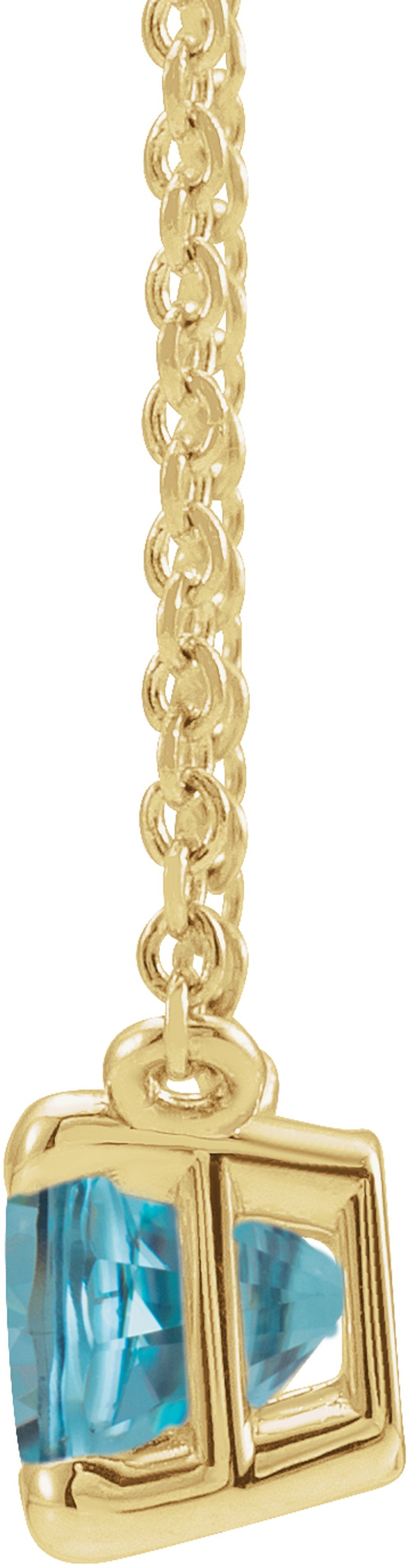 14K Yellow Gold Natural Blue Zircon 18" Necklace