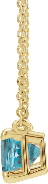 14K Yellow Gold Natural Blue Zircon 18" Necklace
