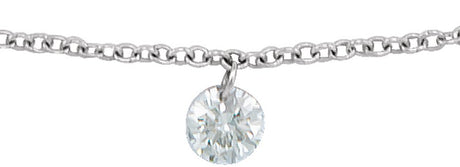 14K White Gold 1/6 CT Drilled Natural Diamond Solitaire 6 1/2-7 1/2" Bracelet