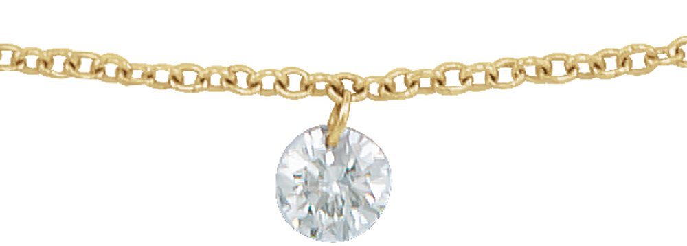 14K Yellow 1/6 CT Drilled Natural Diamond Solitaire 16-18" Necklace