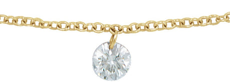 14K Yellow Gold 1/6 CT Drilled Natural Diamond Solitaire 16-18" Necklace