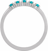 14K White Gold Natural Turquoise Cabochon Stackable Ring