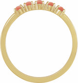 14K Yellow Gold Natural Pink Coral Cabochon Stackable Ring