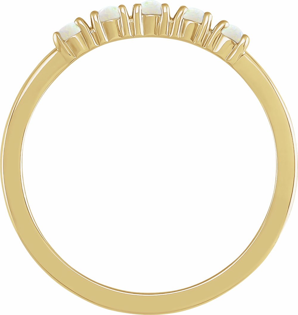 14K Yellow Gold Natural White Opal Cabochon Stackable Ring