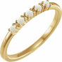 14K Yellow Gold Natural White Opal Cabochon Stackable Ring