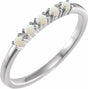 Sterling Silver Natural White Opal Cabochon Stackable Ring