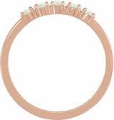 14K Rose Natural White Opal Cabochon Stackable Ring