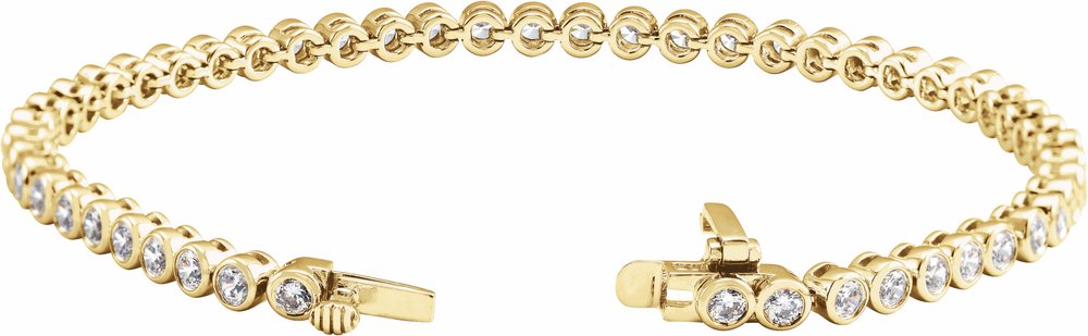 14K Yellow 3 1/2 CTW Lab-Grown Diamond Bezel-Set 7" Bracelet