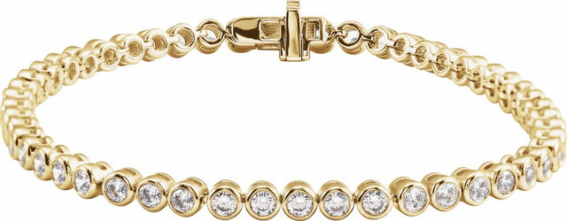 14K Yellow Gold 3 1/2 CTW Lab-Grown Diamond Bezel-Set 7" Bracelet