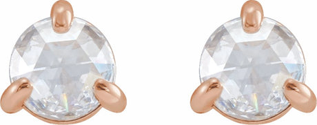 14K Rose Gold 1/8 CTW Rose-Cut Natural Diamond Stud Earrings