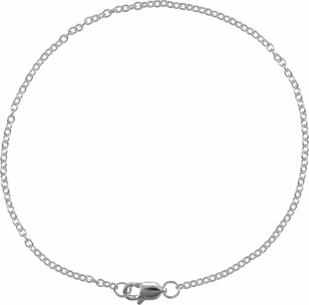 Rhodium-Plated Sterling Silver 1.5 mm Cable 7" Chain