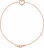 14K Rose Heart 6 1/2-7 1/2" Bracelet