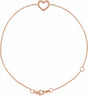 14K Rose Gold Heart 6 1/2-7 1/2" Bracelet