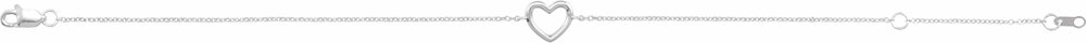 14K White Gold Heart 6 1/2-7 1/2" Bracelet