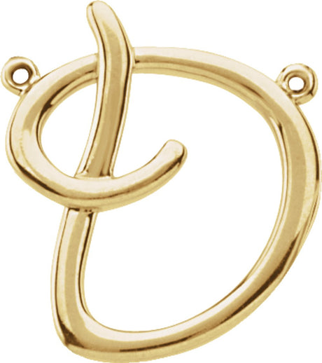 14K Yellow Gold Script Initial D Necklace Center