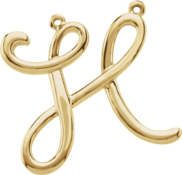 14K Yellow Script Initial H Necklace Center