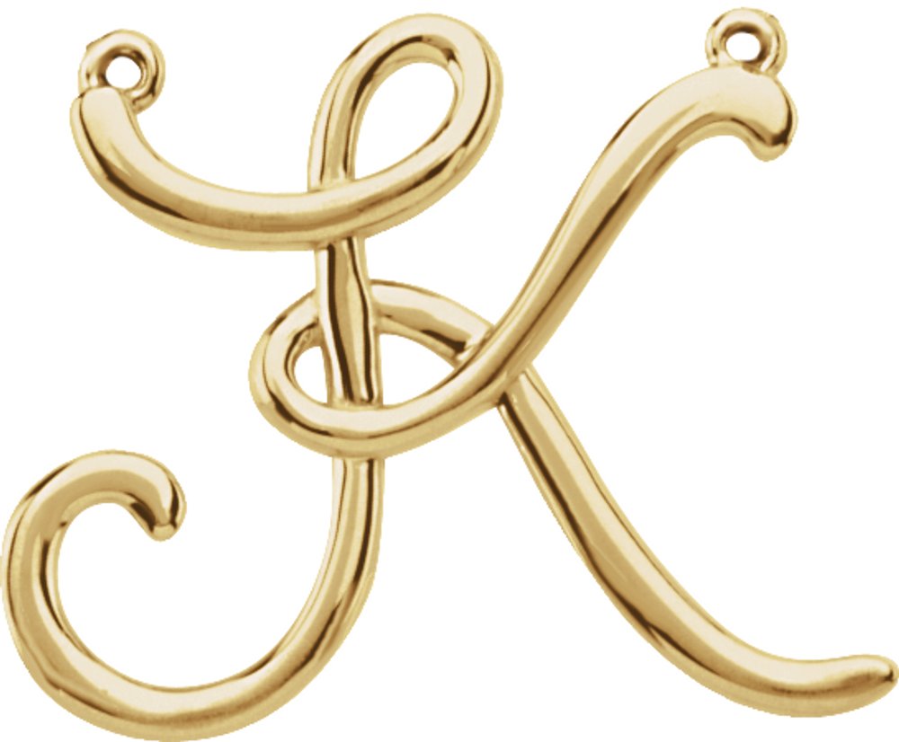 14K Yellow Gold Script Initial K Necklace Center