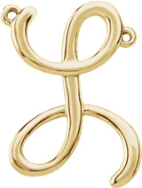 14K Yellow Script Initial L Necklace Center