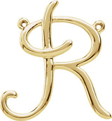 14K Yellow Gold Script Initial R Necklace Center