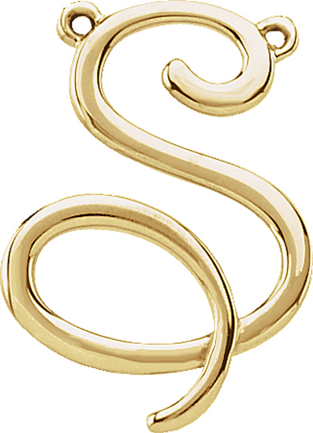14K Yellow Gold Script Initial S Necklace Center
