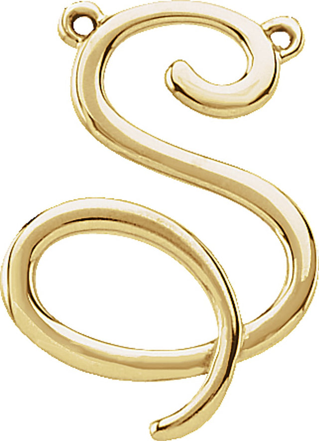 14K Yellow Gold Script Initial S Necklace Center