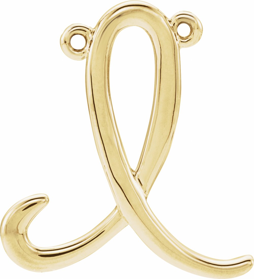 14K Yellow Gold Script Initial I Necklace Center