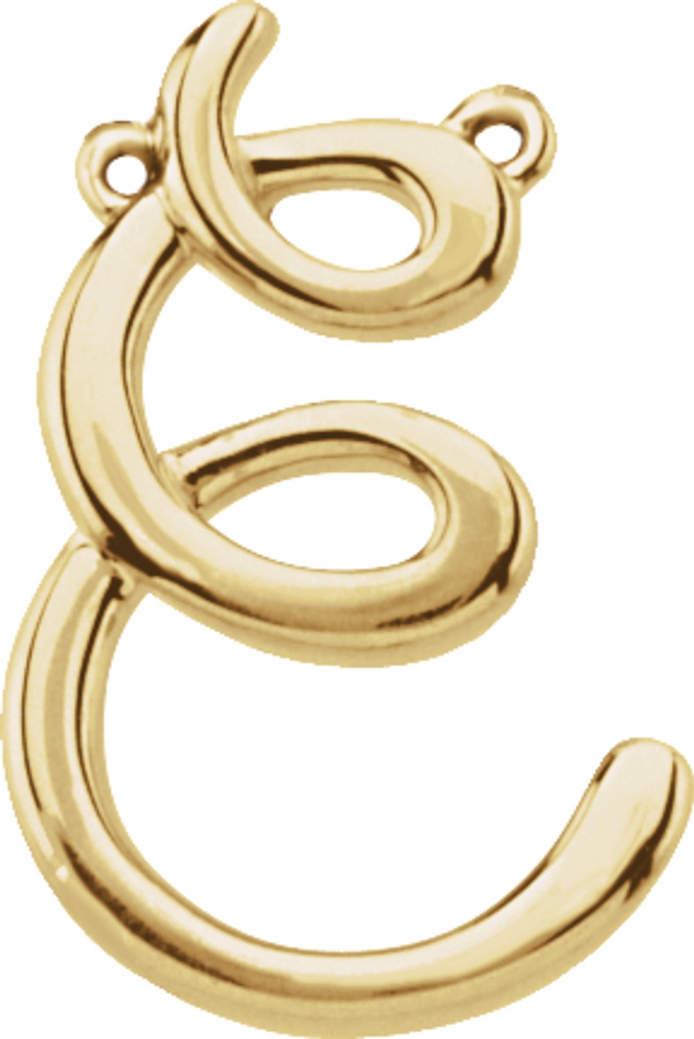 14K Yellow Script Initial E Necklace Center