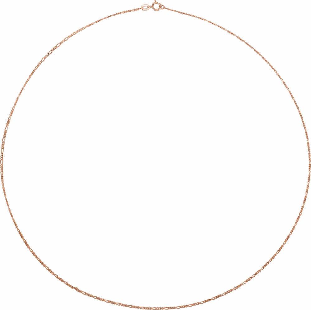 14K Rose Gold 1.28 mm Figaro 18" Chain
