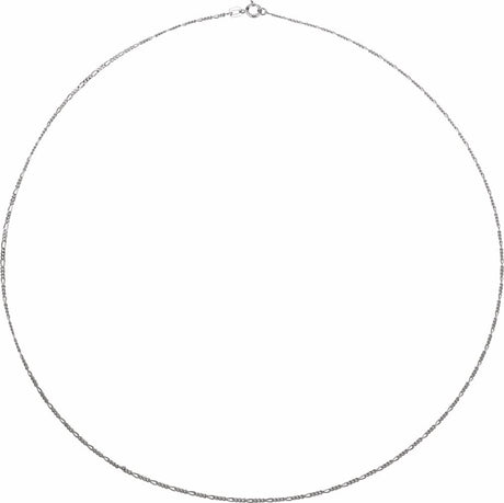 14K White Gold 1.28 mm Figaro 16" Chain