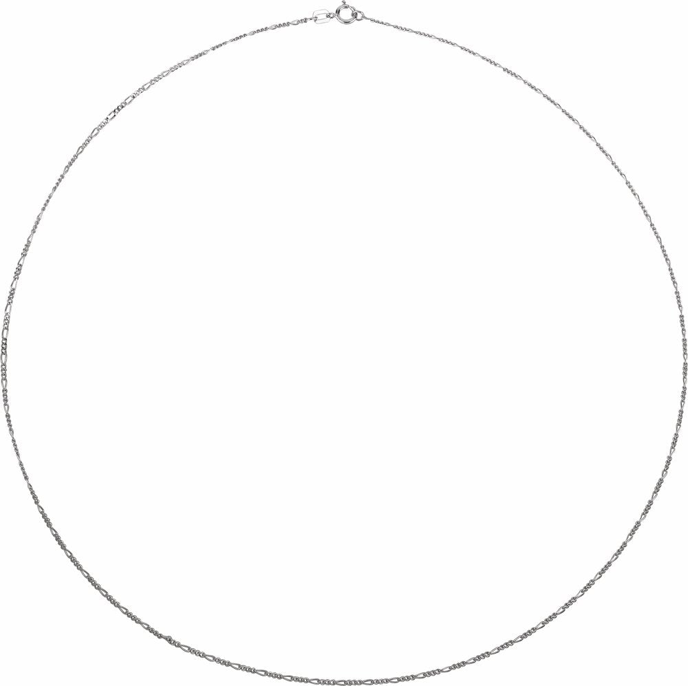 14K White Gold 1.28 mm Figaro 18" Chain