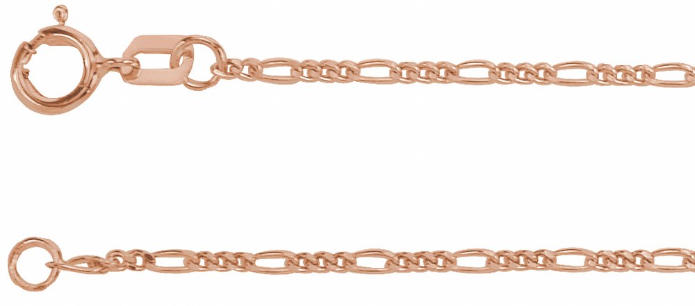 14K Rose 1.28 mm Figaro 24" Chain