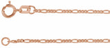 14K Rose Gold 1.28 mm Figaro 18" Chain