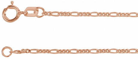 14K Rose Gold 1.28 mm Figaro 18" Chain