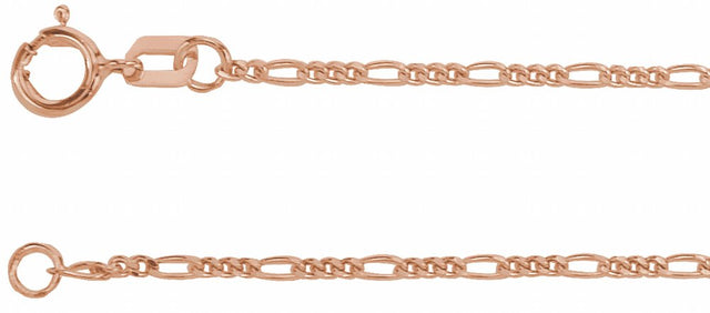 14K Rose Gold 1.28 mm Figaro 18" Chain
