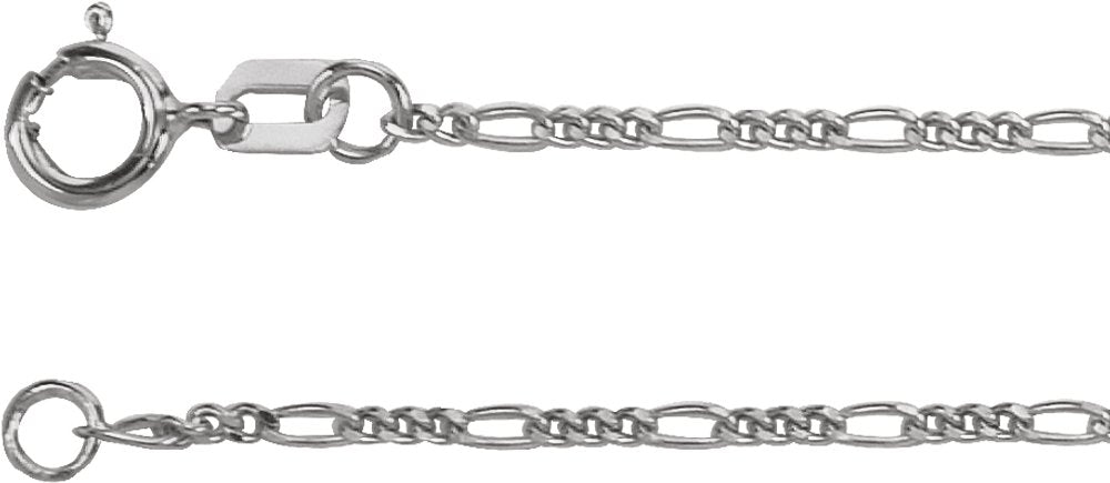 14K White 1.28 mm Figaro 18" Chain