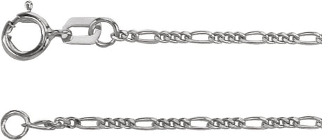 14K White Gold 1.28 mm Figaro 16" Chain