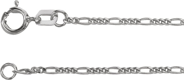 14K White Gold 1.28 mm Figaro 18" Chain