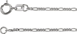14K White Gold 1.28 mm Figaro 16" Chain