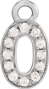 14K White Petite Pavé™.04 CTW Natural Diamond Numeral 0 Dangle