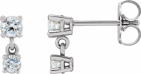 14K White Gold 1/3 CTW Natural Diamond Two-Stone Earrings