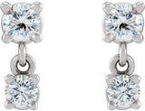 14K White Gold 1/3 CTW Natural Diamond Two-Stone Earrings