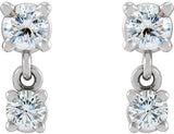14K White Gold 1/3 CTW Natural Diamond Two-Stone Earrings