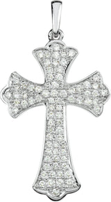 14K White 1/2 CTW Natural Diamond Micro Pavé-Style Cross Pendant