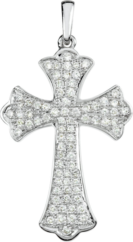 14K White 1/2 CTW Natural Diamond Micro Pavé-Style Cross Pendant