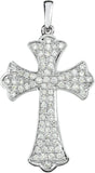 14K White 1/2 CTW Natural Diamond Micro Pavé-Style Cross Pendant