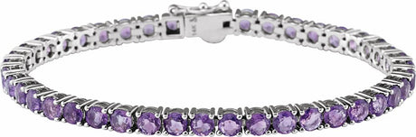 14K White Natural Amethyst 7 1/4" Line Bracelet