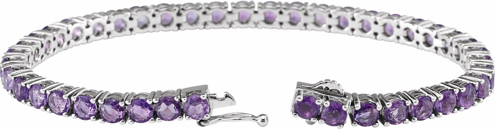 14K White Natural Amethyst 7 1/4" Line Bracelet