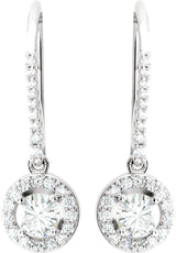 14K White 1 CTW Natural Diamond Halo-Style Earrings