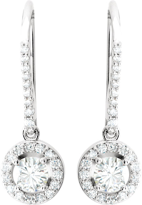14K White 1 CTW Natural Diamond Halo-Style Earrings