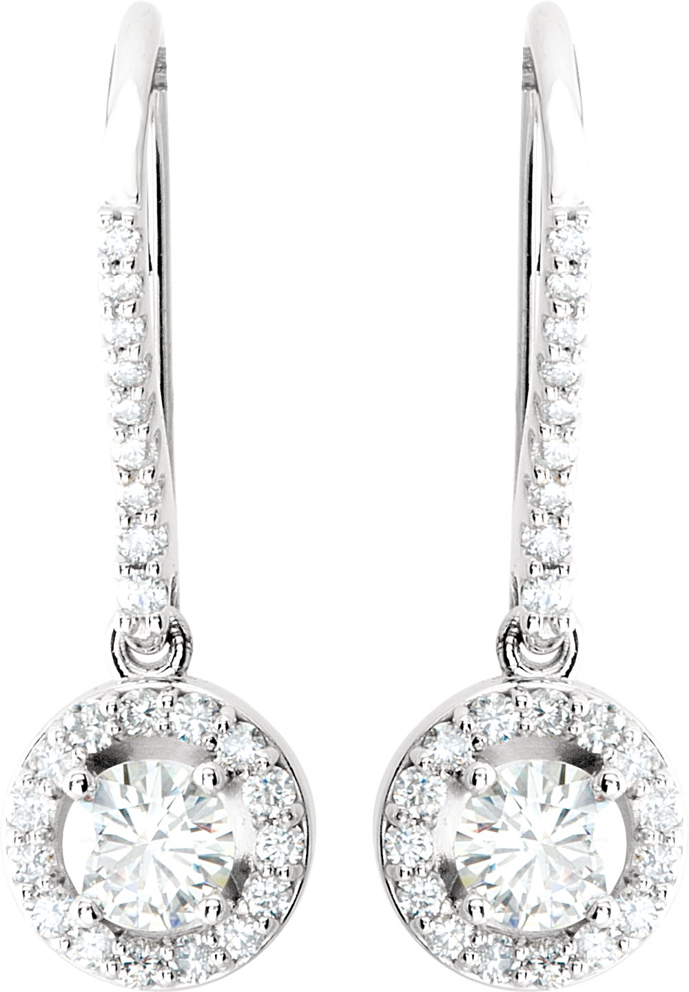 14K White 1 CTW Natural Diamond Halo-Style Earrings